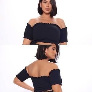 NWT- Black Ribbed Crop Top- Plus 2x